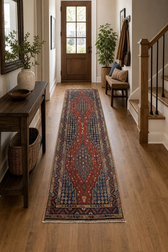 Vegetable Dye Antique Malayer Persian Runner Wool Rug 4x11 - 2