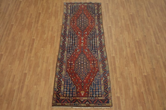 Vegetable Dye Antique Malayer Persian Runner Wool Rug 4x11 - 3