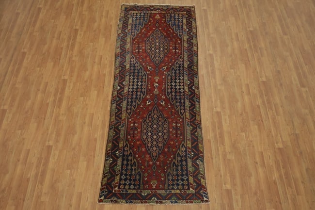 Vegetable Dye Antique Malayer Persian Runner Wool Rug 4x11 - 5