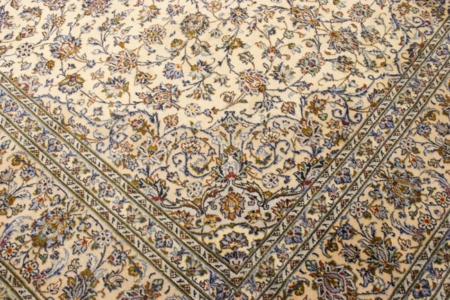 Vintage Cream Traditional 10X13 Kashan Persian Rug - 10