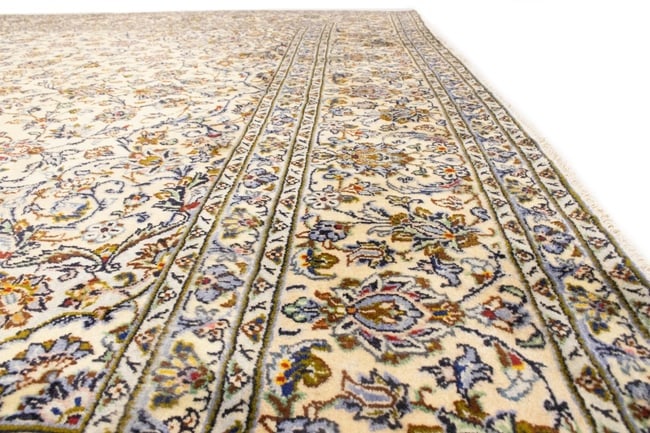 Vintage Cream Traditional 10X13 Kashan Persian Rug - 12