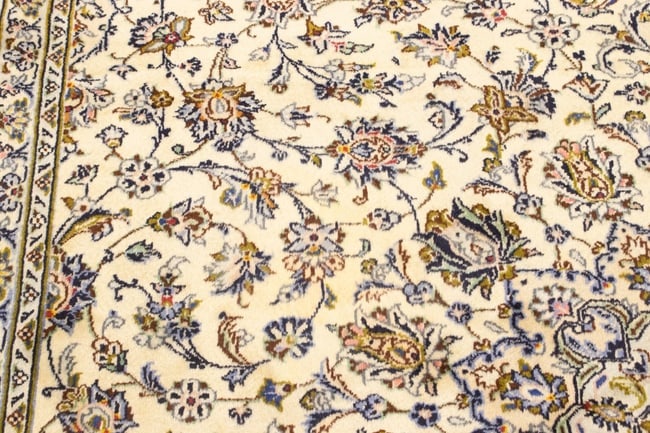 Vintage Cream Traditional 10X13 Kashan Persian Rug - 14