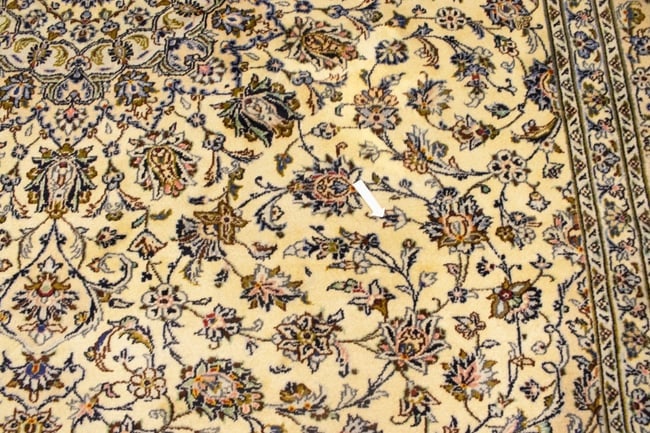 Vintage Cream Traditional 10X13 Kashan Persian Rug - 15