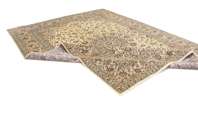Vintage Cream Traditional 10X13 Kashan Persian Rug - 16