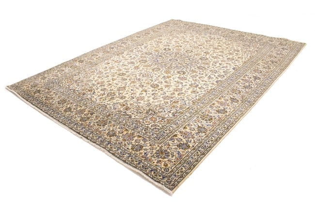 Vintage Cream Traditional 10X13 Kashan Persian Rug - 4