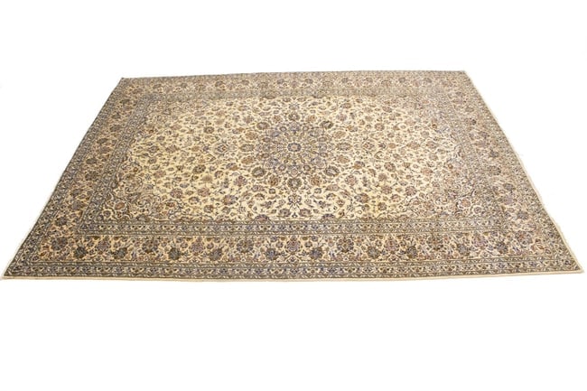 Vintage Cream Traditional 10X13 Kashan Persian Rug - 5