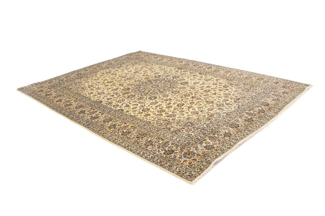 Vintage Cream Traditional 10X13 Kashan Persian Rug - 6