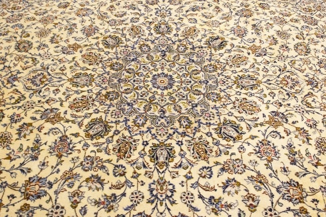 Vintage Cream Traditional 10X13 Kashan Persian Rug - 8