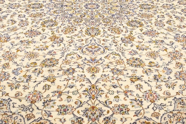 Vintage Cream Traditional 10X13 Kashan Persian Rug - 9
