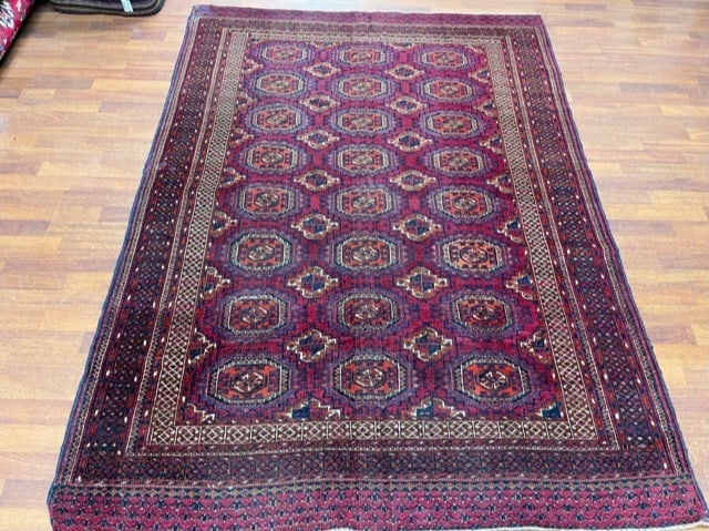 Antique Turkoman Rug-3499: Title:Antique Turkoman Rug-3499 Description:An antique Tourkoman rug, possibaly Saryk, size 5 ft. 1 inches by 7 ft, circa 1910,excellent condition with nice even pile throughout, Material:wool Reserve