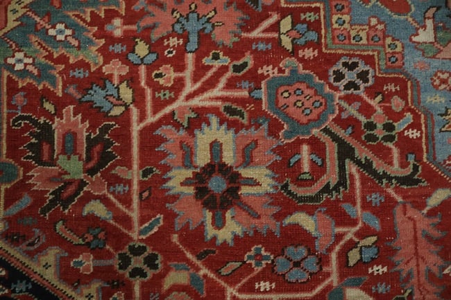 Antique Wool Heriz Serapi Oriental Area Rug 9x13 - 11
