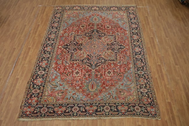 Antique Wool Heriz Serapi Oriental Area Rug 9x13 - 3