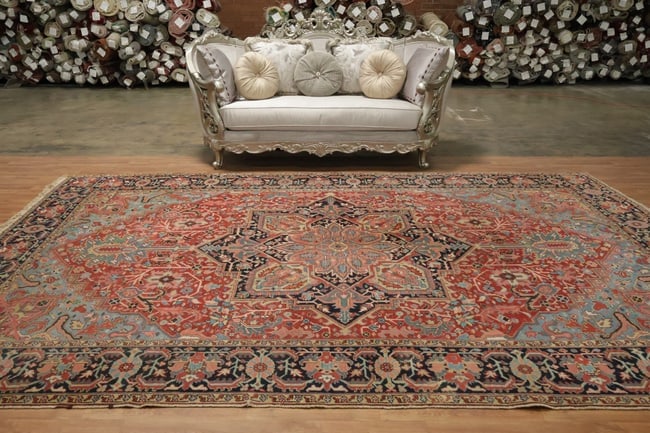 Antique Wool Heriz Serapi Oriental Area Rug 9x13 - 4