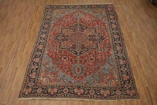 Antique Wool Heriz Serapi Oriental Area Rug 9x13 - 5