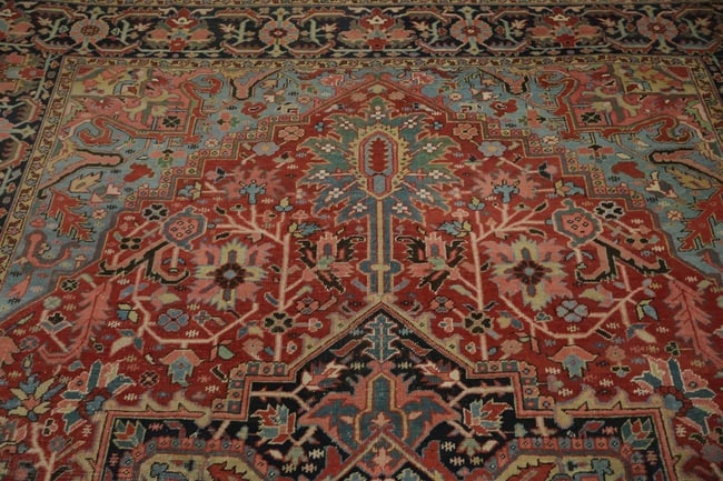 Antique Wool Heriz Serapi Oriental Area Rug 9x13 - 7