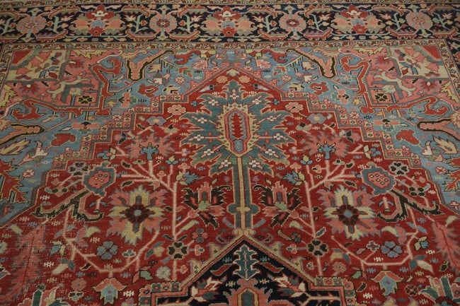 Antique Wool Heriz Serapi Oriental Area Rug 9x13 - 9