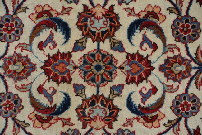 Antique All-Over Ivory and Red Kashan Persian Area Rug 8x11 - 10