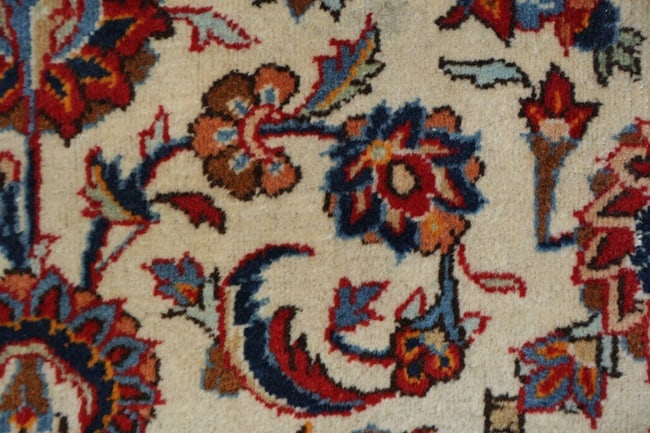Antique All-Over Ivory and Red Kashan Persian Area Rug 8x11 - 11