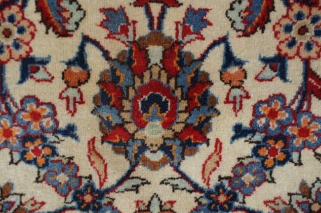 Antique All-Over Ivory and Red Kashan Persian Area Rug 8x11 - 12