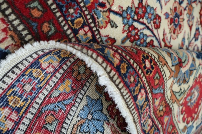 Antique All-Over Ivory and Red Kashan Persian Area Rug 8x11 - 16