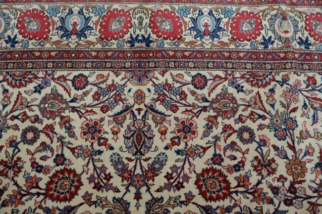 Antique All-Over Ivory and Red Kashan Persian Area Rug 8x11 - 7