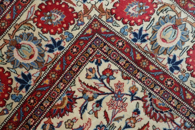 Antique All-Over Ivory and Red Kashan Persian Area Rug 8x11 - 8