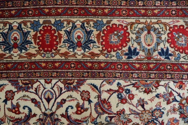 Antique All-Over Ivory and Red Kashan Persian Area Rug 8x11 - 9