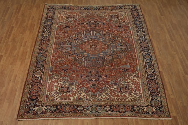Antique Heriz Serapi Persian Wool Area Rug 9x11 - 2