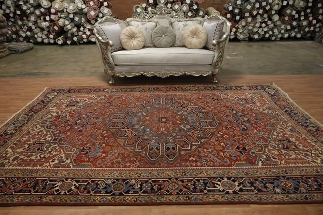 Antique Heriz Serapi Persian Wool Area Rug 9x11 - 3