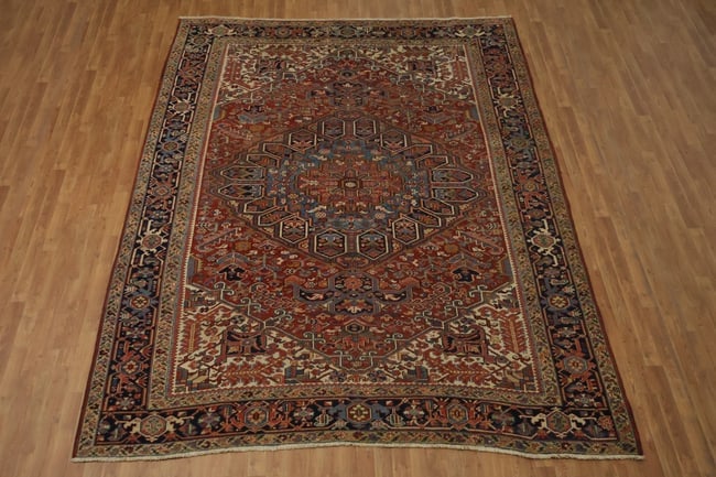 Antique Heriz Serapi Persian Wool Area Rug 9x11 - 4