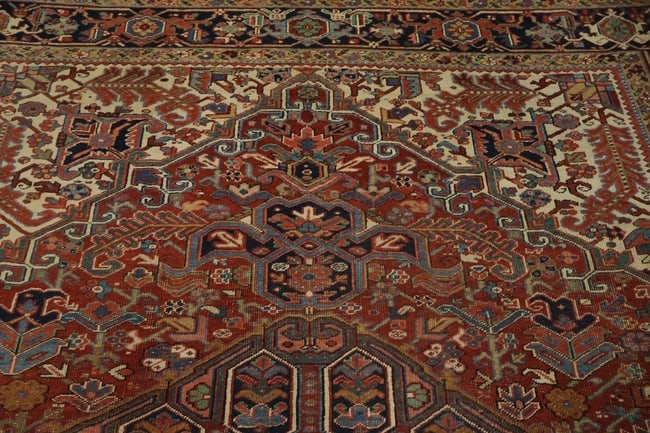 Antique Heriz Serapi Persian Wool Area Rug 9x11 - 6