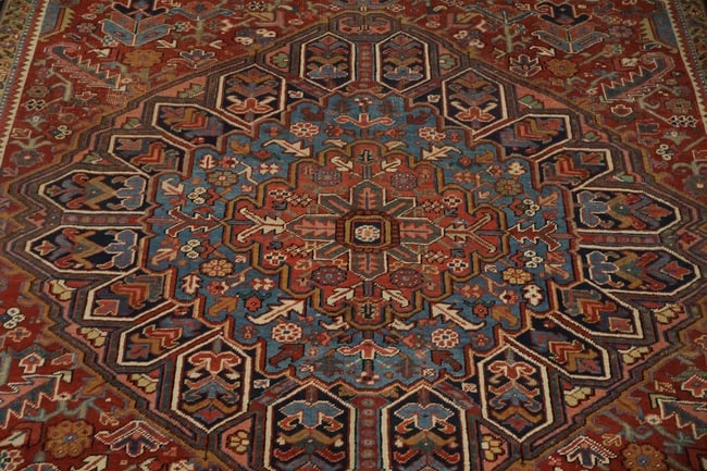 Antique Heriz Serapi Persian Wool Area Rug 9x11 - 7