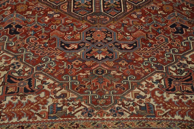 Antique Heriz Serapi Persian Wool Area Rug 9x11 - 8
