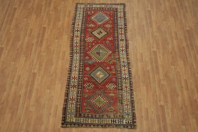 Pre-1900 Antique Kazak Oriental Runner Wool Rug 3x8 - 3
