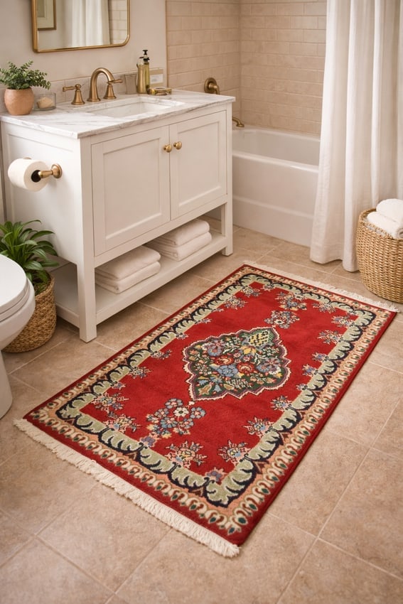 Vintage Floral Red 3X4'6 Tabriz Persian Rug - 2
