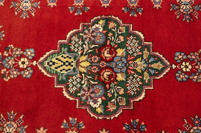 Vintage Floral Red 3X4'6 Tabriz Persian Rug - 8