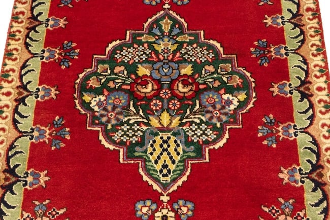 Vintage Floral Red 3X4'6 Tabriz Persian Rug - 9