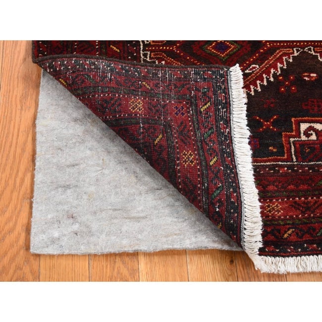 Chocolate Brown, Vintage Persian Baluch, Pure Wool Hand Knotted Rug - 3