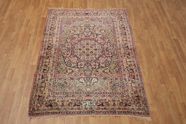 Antique Kerman Ravar Persian Rug 4x6 - 3