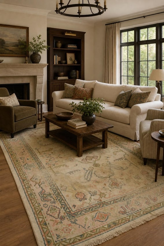 Pre-1900 Antique Oushak Turkish Wool Area Rug 7'x9': Title:Pre-1900 Antique Oushak Turkish Wool Area Rug 7'x9' Description:A Beautiful Genuine Turkey Oushak rug is Hand Knotted by skillful weavers in Turkey with