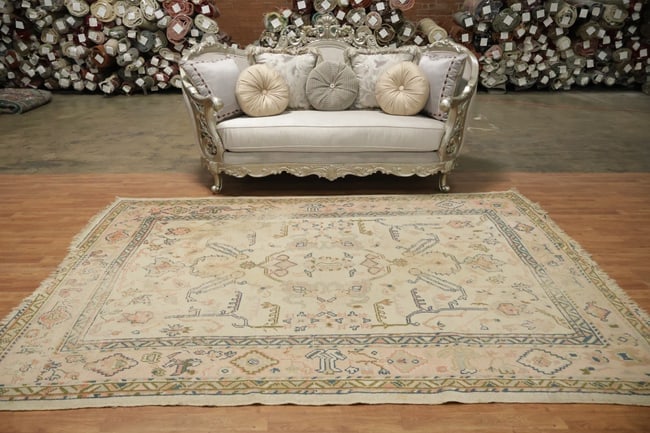 Pre-1900 Antique Oushak Turkish Wool Area Rug 7'x9' - 3