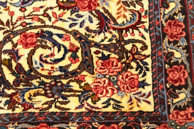Vintage Cream Floral 3X5 Bidjar Halvaei Persian Rug - 11