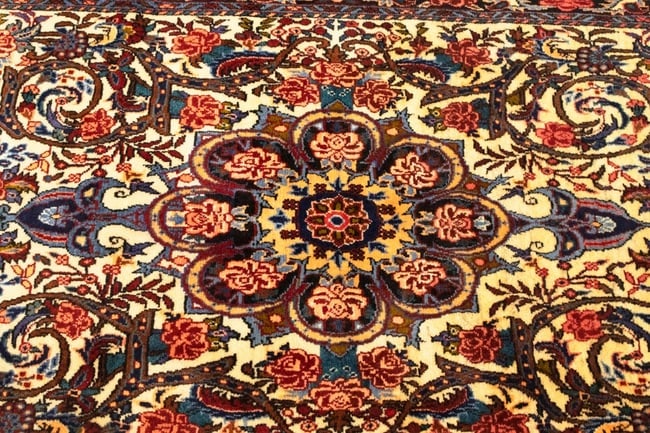 Vintage Cream Floral 3X5 Bidjar Halvaei Persian Rug - 8