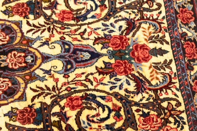 Vintage Cream Floral 3X5 Bidjar Halvaei Persian Rug - 9