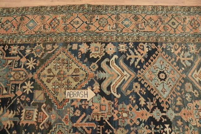 Pre-1900 Antique Heriz Serapi Persian Wool Area Rug 9x12 - 14