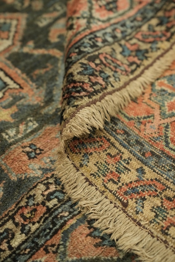 Pre-1900 Antique Heriz Serapi Persian Wool Area Rug 9x12 - 17