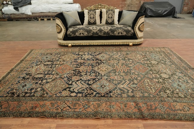 Pre-1900 Antique Heriz Serapi Persian Wool Area Rug 9x12 - 4