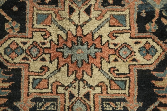 Pre-1900 Antique Heriz Serapi Persian Wool Area Rug 9x12 - 9