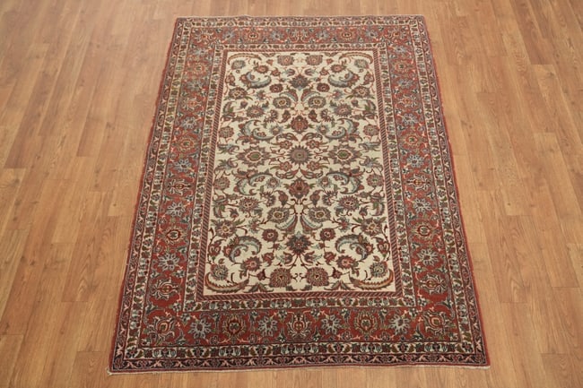 Fine Pre-1900 Antique Isfahan Persian Wool Rug 4x5 - 2