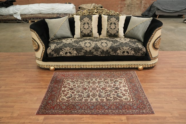 Fine Pre-1900 Antique Isfahan Persian Wool Rug 4x5 - 3